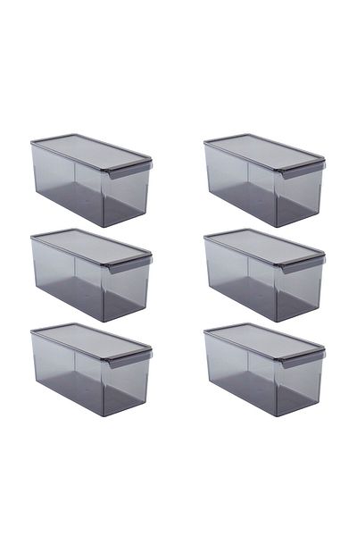 Prima Nova Covered Refrigerator and Cabinet Kitchen Bathroom Organizer 165*355*160mm Transparent Black 6-Piece