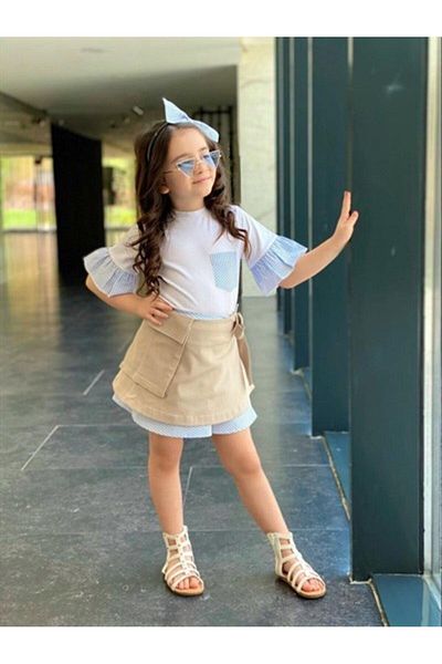 KOKOŞ BEBEK Set fuste Kokoş albastru alb 3 piese