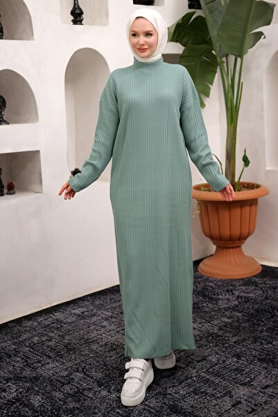 hafsamina Fitilli Triko Elbise Mint HM2247