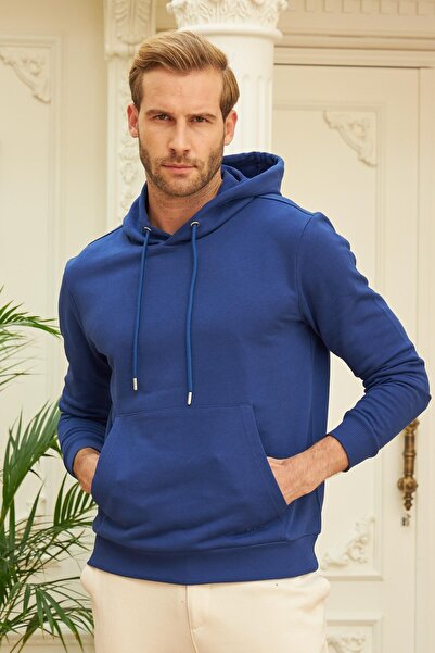 odelon Чоловічий синій худі з капюшоном Comfort Fit