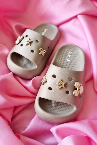 Akınal Bella Akınalbella Stone Detail Children's Thick Sole Ultra Soft Slippers E436