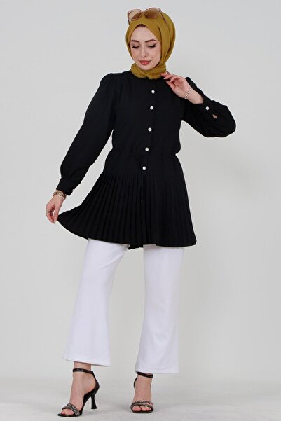 Sevitli Πλισέ φούστα και μαύρο χιτώνα με κουμπιά