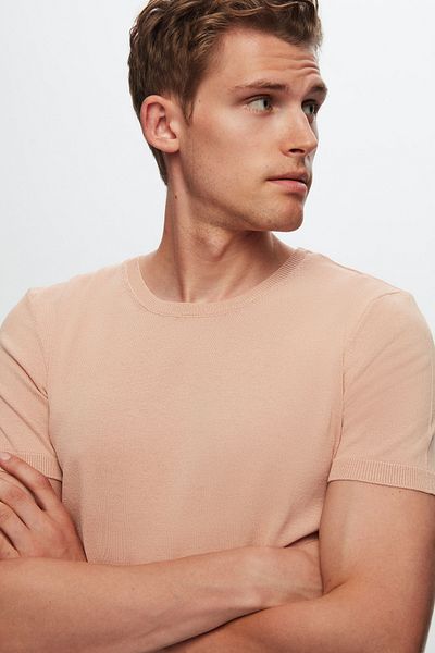 Twn Πλεκτό ρεγιόν μπλουζάκι σε σκόνη Slim Fit
