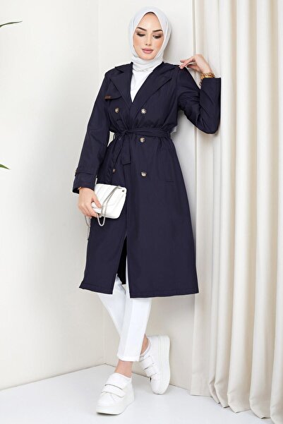 hafsamina Тренч з поясом, темно-синій Hm2110