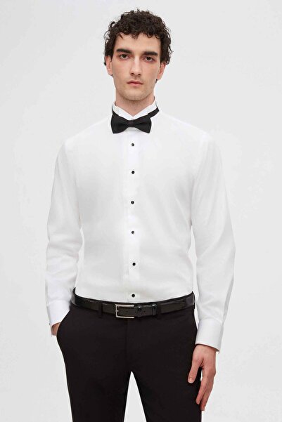 D'S Damat DS Damat Slim Fit bela obična smoking košulja