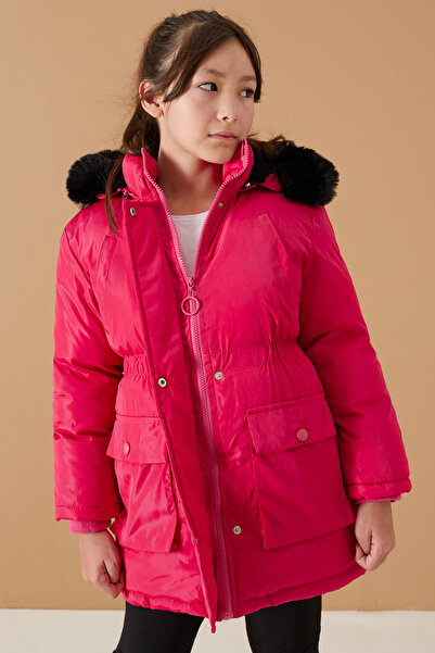 Cansın Mini Pembe Kapaklı Cepli Kız Çocuk Kapüşonlu Mont 19063