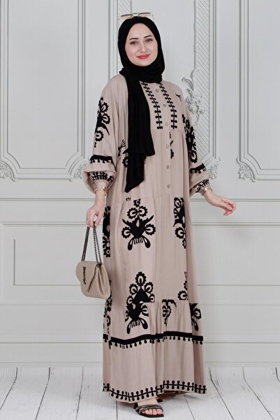 Sevitli Φόρεμα με γιακά και μανίκι σε μπεζ χρώμα