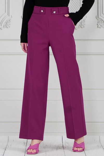 Sevitli Wide Leg Plum Trousers - Belt Detailed