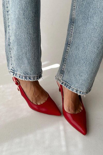 nope21shoess Pantofi roșii cu toc Aqua din piele naturală