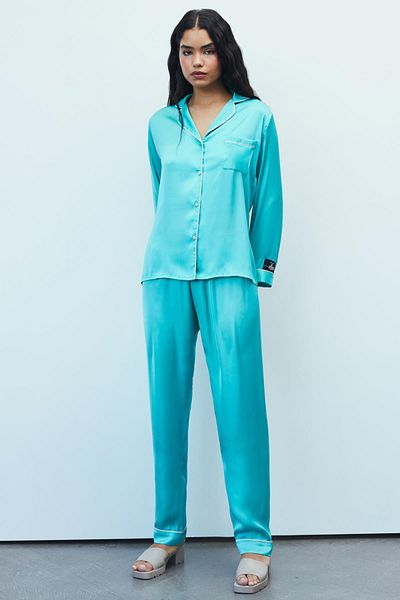 Feu De Elu Turquoise SatinAmourLong Pajama Set