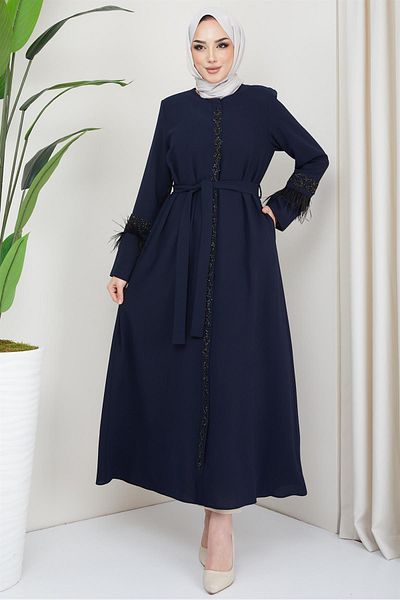 hafsamina Λεπτομερής φτερωτή ζώνη Ferace Navy Blue