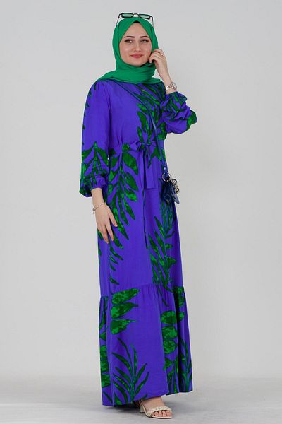 Sevitli Zerda Belted Viscose Dress-Sax Blue