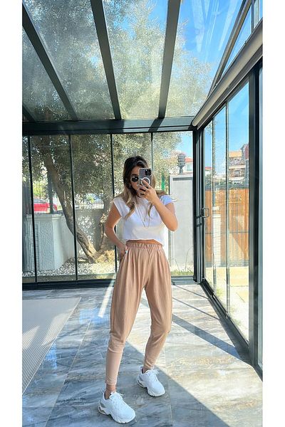 Buket Teke Beige Shalwar Style Trousers