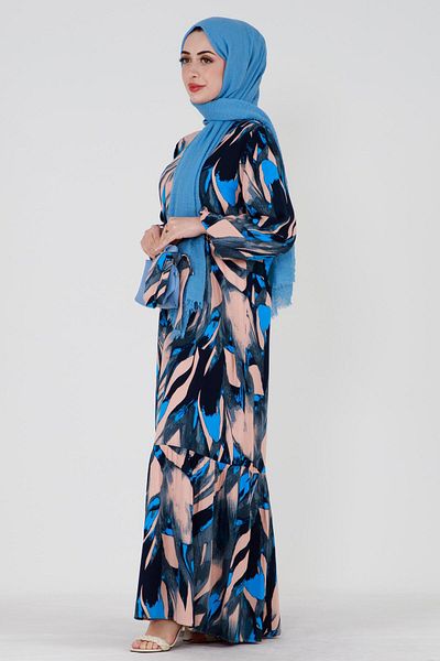 Sevitli Mimosa Waist Belted Viscose Dress-blue