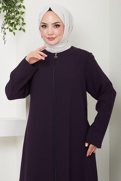 hafsamina Ferace με φερμουάρ μεγάλου μεγέθους - Plum HM2488