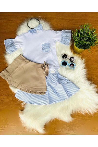 KOKOŞ BEBEK Set fuste Kokoş albastru alb 3 piese