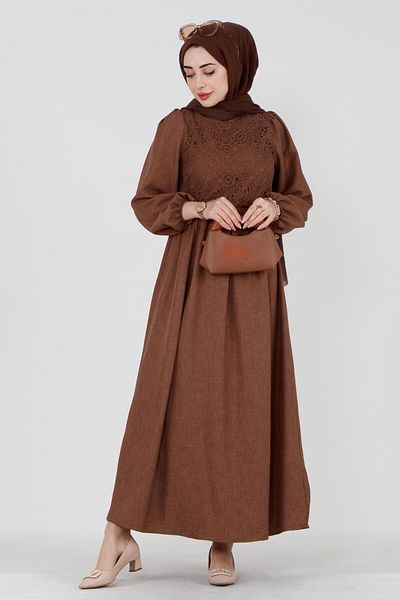 Sevitli Turquoise Dress-brown