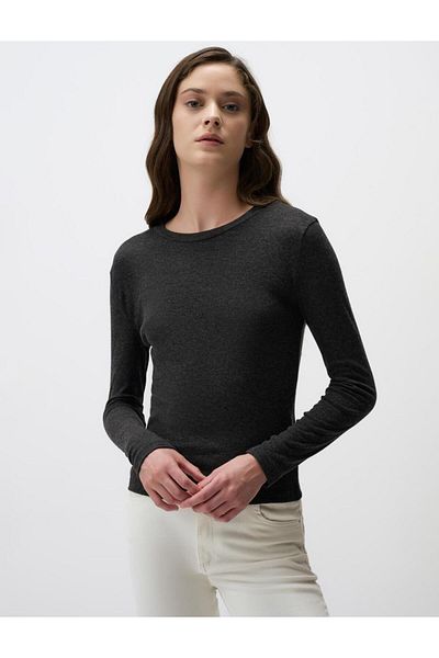 Jimmy Key Black Round Neck Long Sleeve Knitted Blouse