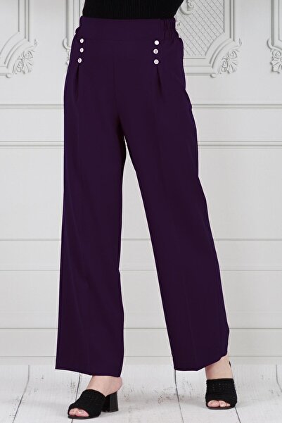 Sevitli Three Button Purple Trousers - Pleat Detailed