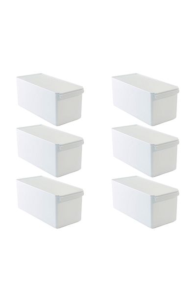 Prima Nova White Lid Refrigerator - 165*355*160mm, 6-Piece Closet Organizer Storage Container Set