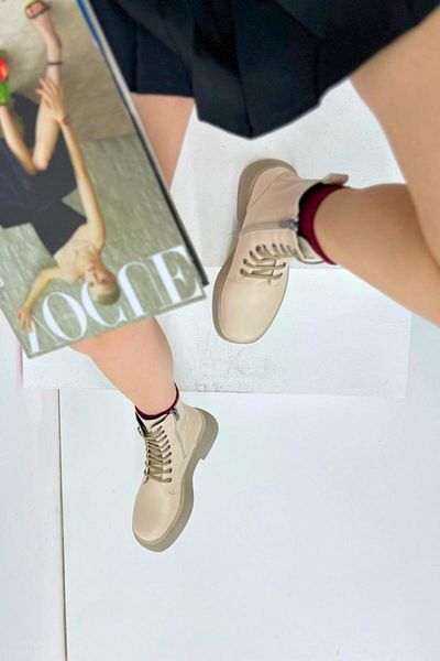 inizio Μπεζ Vegan Leather - Γυναικείες Μπότες E1301