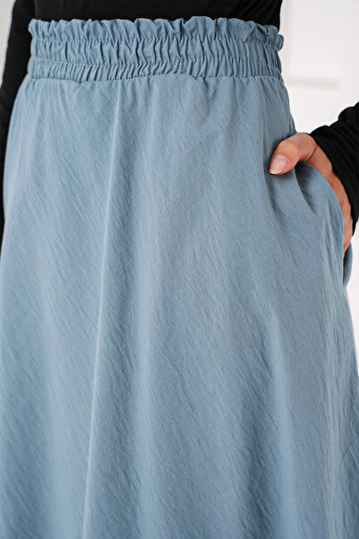 Bigdart Indigová dlhá dámska sukňa 8024 - detail do vrecka