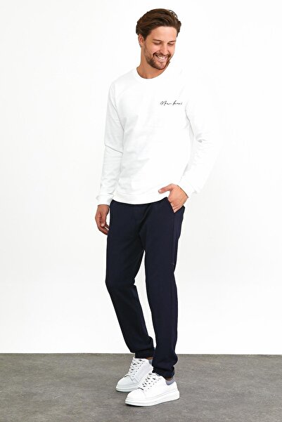 odelon Ανδρικό αθλητικό φούτερ Crew Neck White - Casual