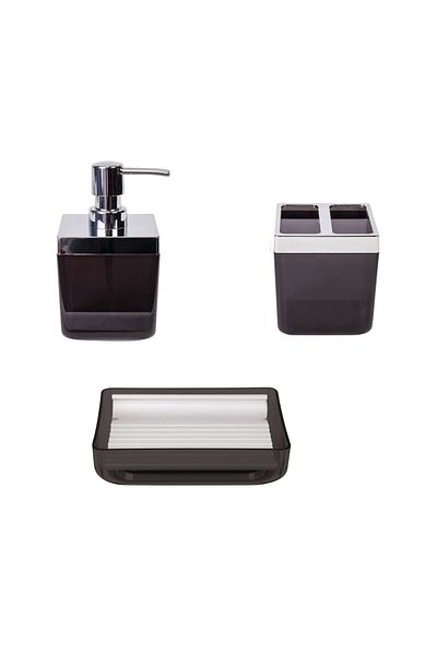 Prima Nova Tuscany Liquid Soap Dispenser - Soap Dispenser - Θήκη οδοντόβουρτσας 3 τεμαχίων Διαφανές - Μαύρο