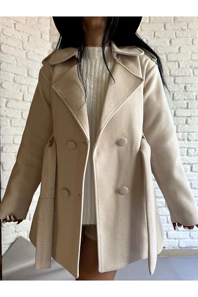 moneta boutique Palton scurt de damă, căptușit cu nasturi în față