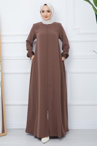 hafsamina Mevlana Ferace Brown cu detaliu Gipe pe brațe HM2031