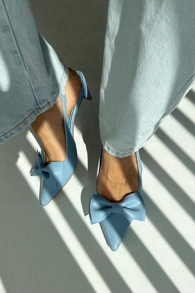 nope21shoess Pera Blue Mini Heeled Shoes