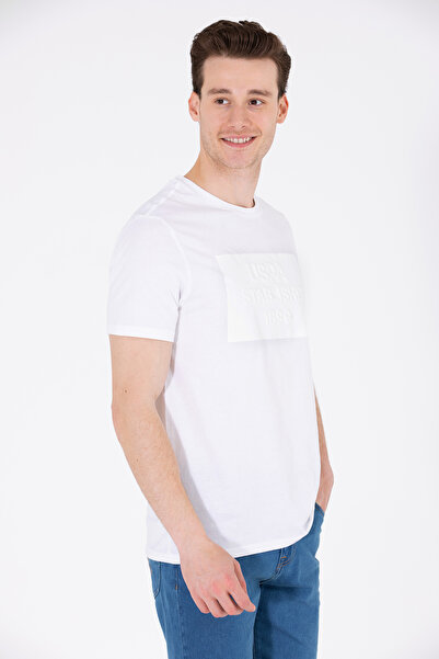 U.S. Polo Assn. Ανδρικό λευκό μπλουζάκι με λαιμόκοψη 50263564-VR013