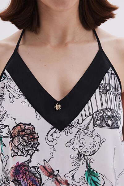 Feu De Elu Set de pijamale din viscoză Maison Royale cu bretele - Lenjerie de dormit scurtă cu detaliu din satin