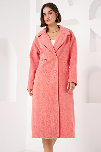 Bigdart 9113 Модель помаранчеве вовняне пальто широкого крою з довгим коміром