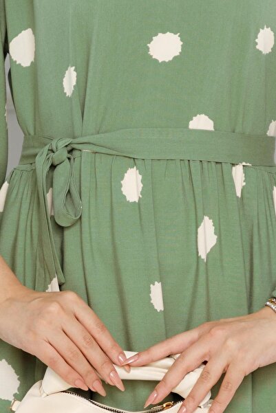 Sevitli Πράσινο φόρεμα Σεπτεμβρίου - Πουά και φύλλο