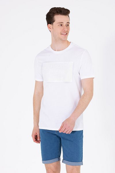 U.S. Polo Assn. Ανδρικό λευκό μπλουζάκι με λαιμόκοψη 50263564 -vr013