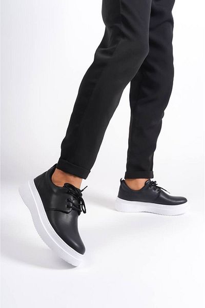 BESKAR Ανδρικά παπούτσια casual KB X3 Black Skin Lace-Up
