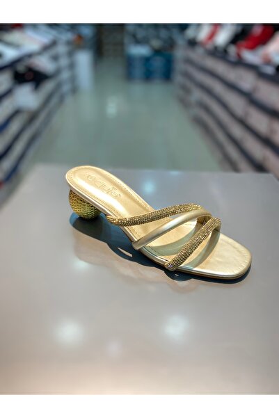 Guja Εισαγόμενες κομψές γυναικείες παντόφλες με τακούνι με πέτρα