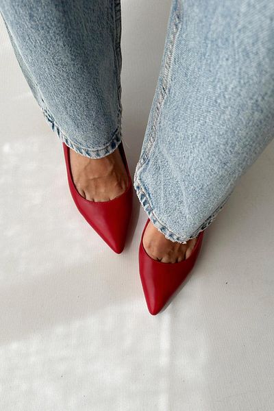 nope21shoess Pantofi roșii cu toc Aqua din piele naturală