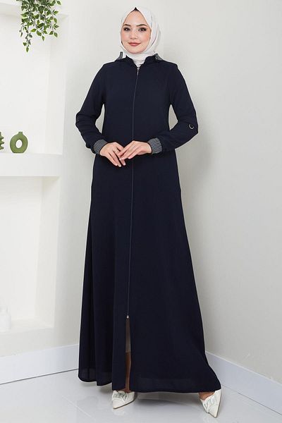 hafsamina هوديي مضلع Ferace أزرق داكن HM2395