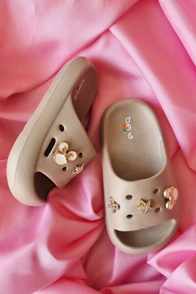 Akınal Bella Akınalbella Stone Detail Children's Thick Sole Ultra Soft Slippers E436