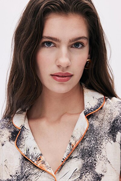 Feu De Elu Set de pijamale scurte din viscoză cu model Ely