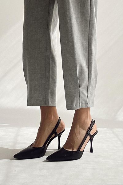 nope21shoess Camellia Black Genuine Leather Stiletto - Comfortable and Stylish