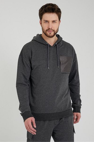 odelon Мъжки антрацитен суитшърт с качулка Oversize