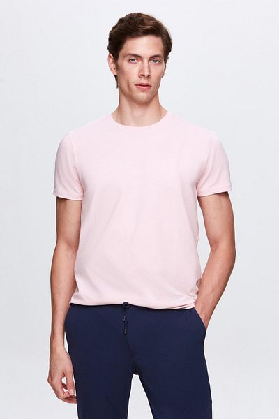 Twn Ροζ Slim Fit λογότυπο με στάμπα Strech βαμβακερό μπλουζάκι