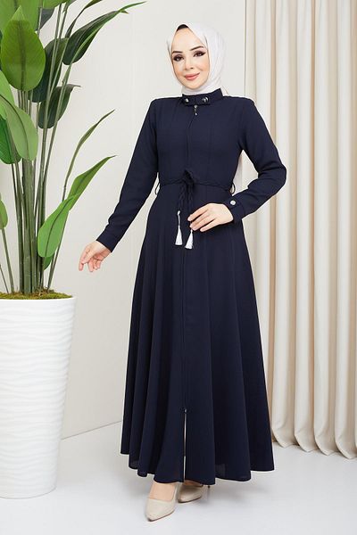 hafsamina Navy Blue πλισέ Mevlana Ferace