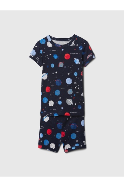 GAP Bebek Lacivert Organik Pamuk Desenli Pijama Takımı