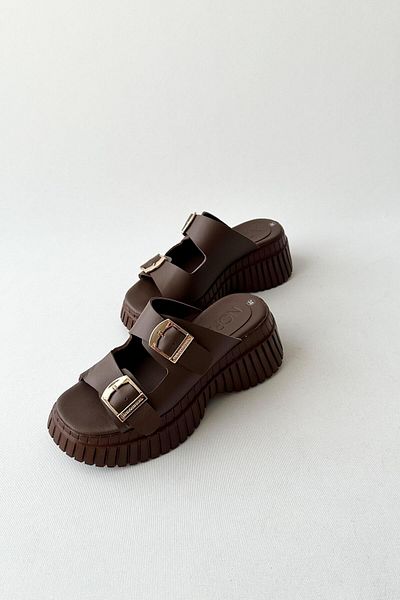 nope21shoess Again Bitter Brown Genuine Leather Slippers