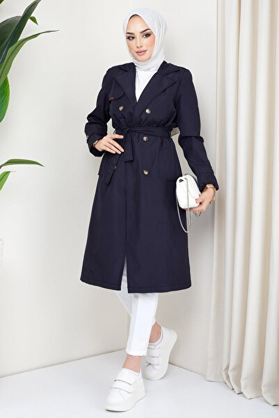hafsamina Тренч з поясом, темно-синій Hm2110