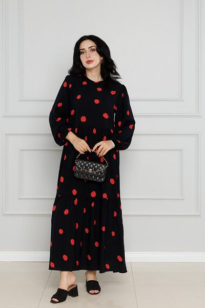 Sevitli Rochie roșie Septembrie - Buline și brâu